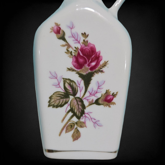 1950s Vintage Porcelain Decanter Floral Gold Trim Cork Stopper Mid-Century Cruet - Picture 2 of 16
